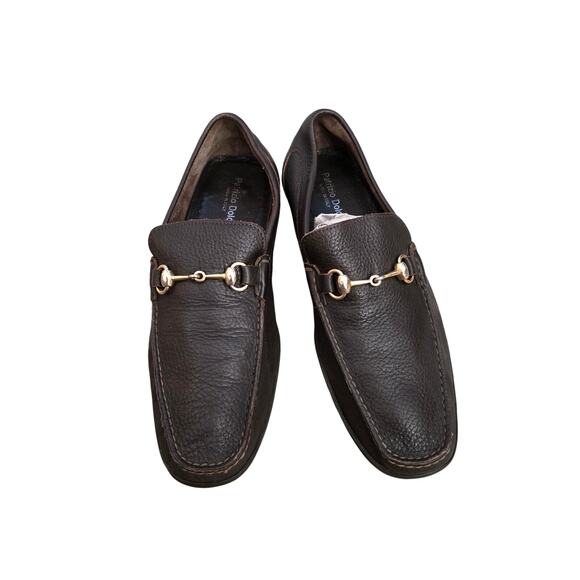 EUC Patrizio Dolci, Italian made, brown leather‎ loafers, metal decor, sz 9